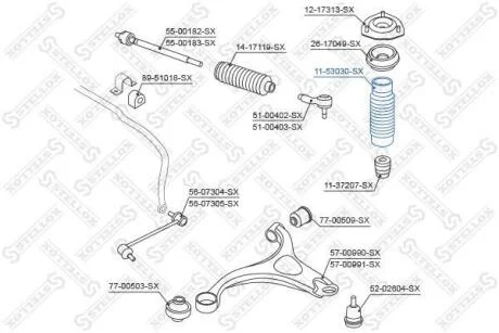 Пильовик амортизатора заднього Santa Fe 00-06 Trajet SORENTO 09~ SPORTAGE 04-06 STELLOX 1153030SX