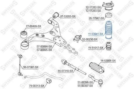 Пильовик переднього амортизатора Cerato i30 Carens 06~ STELLOX 1153041SX