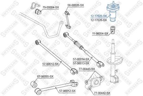 Опора амортизатора заднього лівого Toyota Camry 2.4 16V/3.5 24 06&gt; STELLOX 1217025SX (фото 1)