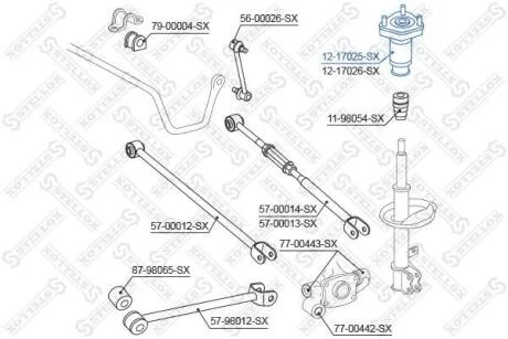 Опора амортизатора заднього лівого Toyota Camry 2.4 16V/3.5 24 06> STELLOX 1217025SX