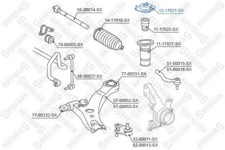 Опора амортизатора переднього Toyota Camry ACV3/MCV30 01> STELLOX 1217027SX