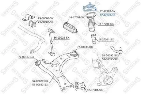 Опора амортизатора переднього Toyota Corolla 1.4/1.6 16V/1.8 16V 06> STELLOX 1217028SX