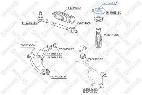 Опора амортизатора переднього Mitsubishi Grandis NA4W/NA8W 2003-2009 STELLOX 1217228SX (фото 1)