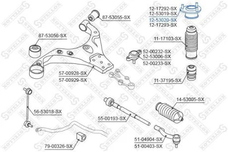 Опора амортизатора заднього правого Tucson Sportage STELLOX 1253020SX