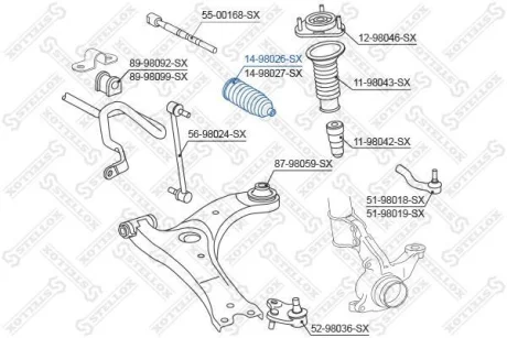 Пильовик кермової рейки Toyota Avensis (T25) 03> STELLOX 1498026SX (фото 1)