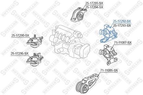 Опора КПП Honda Jazz/Fit GD# 2001-2007 STELLOX 2517292SX