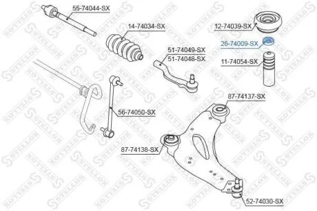 Підшипник опори амортизатора переднього Nissan Primastar X83 02> Renault Trafic, Opel Vivaro all 01> STELLOX 2674009SX