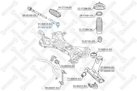 Накінечник кермової тяги правий Grandeur 11~ Optima 11~ Sonata YF IX35 Sportage 10~ STELLOX 5100413SX