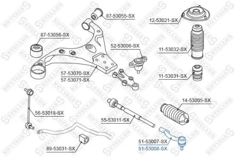 Накінечник кермової тяги правий Tucson Sportage 2004-2010 STELLOX 5153008SX