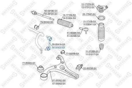 Тяга стабілізатора переднього правого Hyundai Accent/Verna all 03 STELLOX 5600420SX