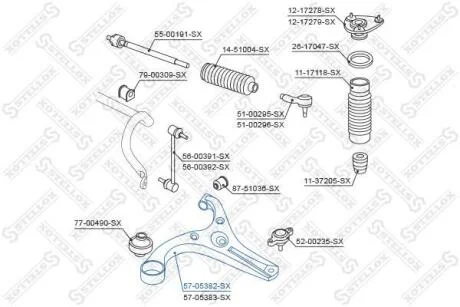 Важіль передній лівий (в зборі) Hyundai Accent 05 STELLOX 5705382SX