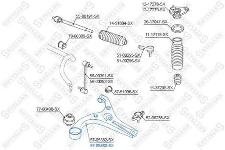 Важіль передній правий (у зборі) Hyundai Accent 05 STELLOX 5705383SX