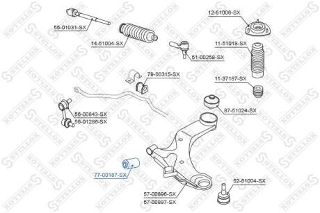 Сайлентблок переднього важеля Hyundai Accent 99/Getz 02/Matrix 01 STELLOX 7700187SX