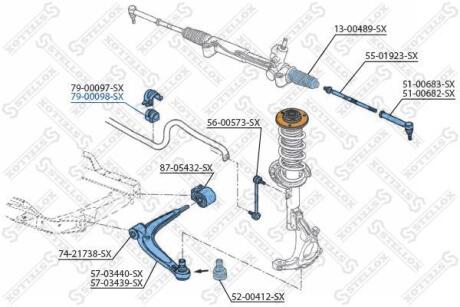 Втулка стабілізатора переднього D-24mm Opel Vectra всі 02&gt; STELLOX 7900098SX