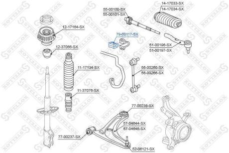 Втулка стабілізатора переднього D-22мм Honda JAZZ/FIT 02-08 STELLOX 7900117SX (фото 1)