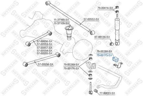 Втулка стабілізатора заднього D-24,5mm Toyota Land Cruiser 200 08 STELLOX 7900175SX