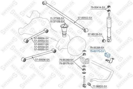 Втулка стабілізатора заднього D-24,5mm Toyota Land Cruiser 200 08 STELLOX 7900175SX