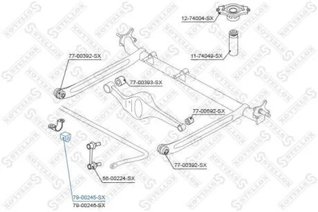 Втулка стабілізатора заднього D-22mm Nissan Primera P12 2001-2007 рр STELLOX 7900245SX