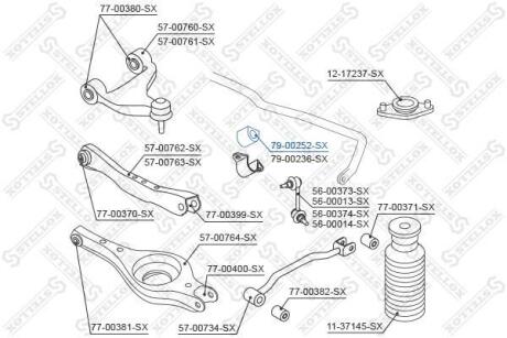 Втулка стабілізатора заднього D-25,5mm Nissan Teana J31 2003-2008 STELLOX 7900252SX (фото 1)