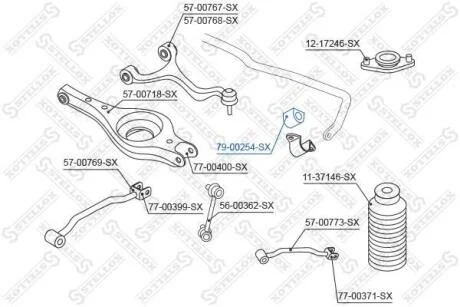Втулка стабілізатора заднього D-17mm Nissan TEANA 08-/MURANO 07 STELLOX 7900254SX (фото 1)