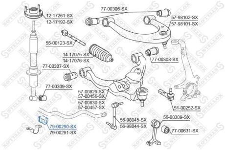 Втулка стабілізатора переднього TOYOTA (28mm) Land Cruiser 3. 0D/4. 0 08. 09- STELLOX 7900290SX