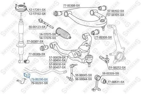 Втулка стабілізатора переднього TOYOTA (28mm) Land Cruiser 3. 0D/4. 0 08. 09- STELLOX 7900290SX