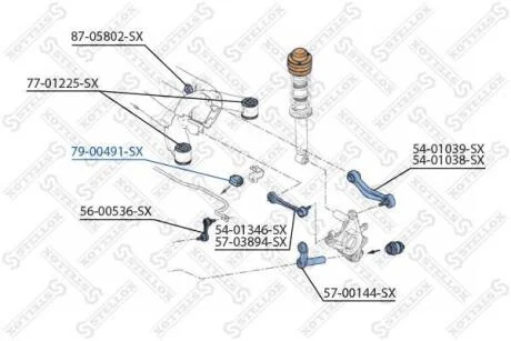 Втулка стабілізатора заднього D-13mm BMW E39 2.0i-4.0i/2.0D-3.0D 95&gt; STELLOX 7900491SX