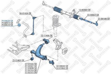 Втулка стабілізатора переднього D=20mm Peugeot 306, Citroen Xsara 93&gt; STELLOX 7900635SX