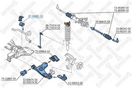 Втулка стабілізатора переднього D=18mm Ford Focus 1.4-1.8TDDi 98-04р STELLOX 8704481SX