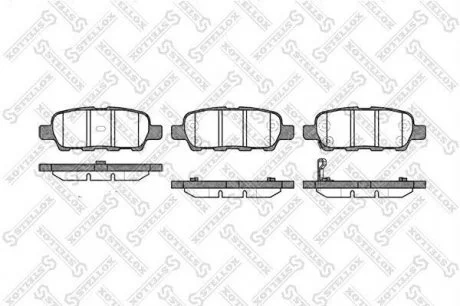 Гальмівні колодки дискові зад. Nissan Murano 07-/X-trail 01-/Qashqai 07-/Maxima 00- STELLOX 887 001-SX