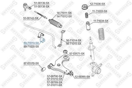 Втулка стабілізатора переднього D=15mm Mazda 121 ZQ всі 96-99р STELLOX 8971019SX (фото 1)
