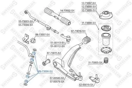 Втулка тяги стабілізатора переднього Daewoo Lanos 97 STELLOX 8973006SX