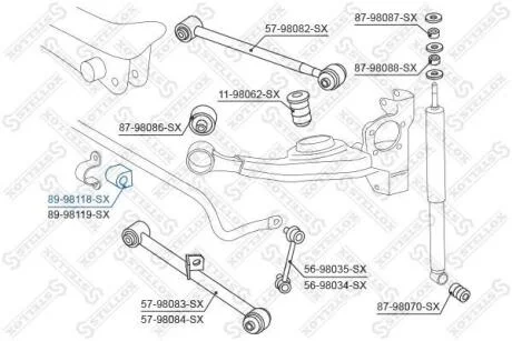 Втулка стабілізатора заднього Toyota RAV 4 ACA20/ACA22 00 STELLOX 8998118SX