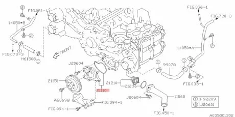 Насос водяной SUBARU 21110-AA690