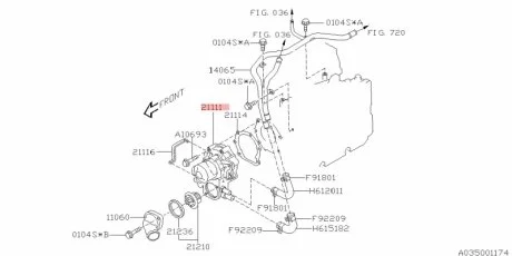 Насос водяной двигателя SUBARU 21111AA280