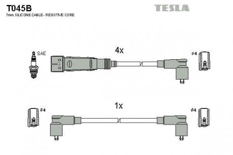 Комплект высоковольтных проводов TESLA T045B