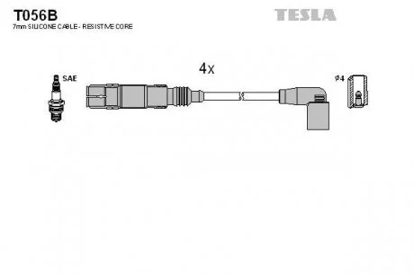 К-кт проводов зажигания Audi / Skoda / Seat / Volkswagen 1.2TSI 09- TESLA T056B