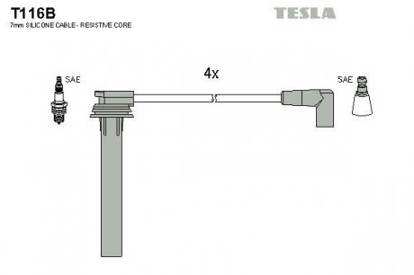 Комплект високовольтних проводів TESLA T116B
