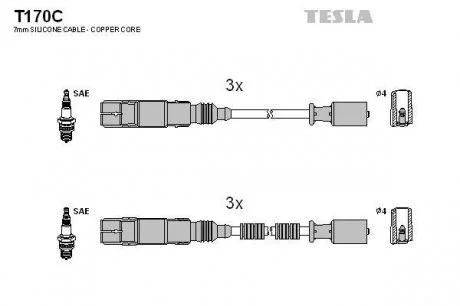 К-кт В/В проводов Smart Cabrio, City-Coupe, Fortwo 01-07 TESLA T170C