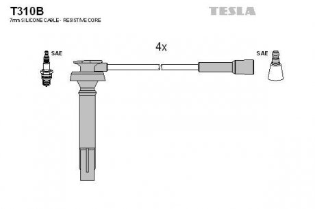 Комплект високовольтних проводів TESLA T310B