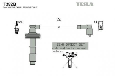Комплект високовольтних проводів TESLA T382B