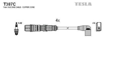 Кабель зажигания, к-кт Seat Ibiza, Cordoba 1.6 BAH 04.03- TESLA T387C