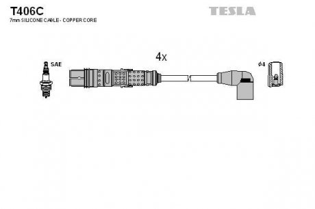 Комплект високовольтних проводів TESLA T406C