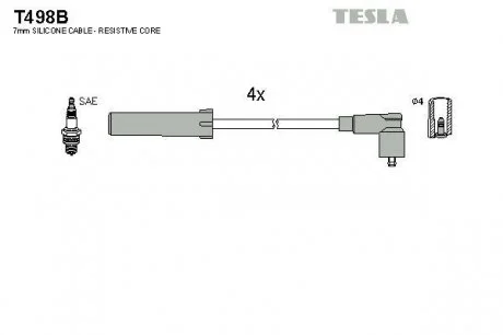 Кабель зажигания, к-кт Citroen, Peugeot,Fiat, Lancia 91-04 2,0 TESLA T498B