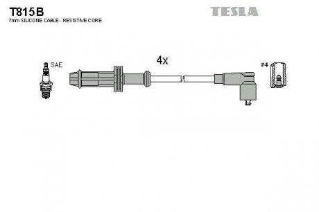 Кабель запалювання, к-кт Citroen,Peugeot 86- 1,0;1,1;1,3;1,4;1,7 TESLA T815B