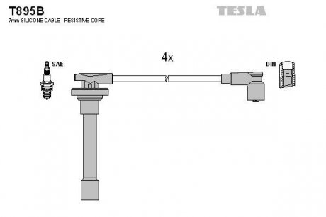 Проволоки высокого напряжения Honda Accord 2.0-2.2 93- TESLA T895B