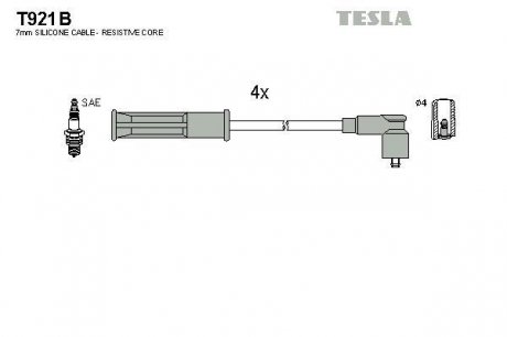 Комплект высоковольтных проводов TESLA T921B (фото 1)