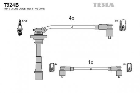 Комплект дротів запалювання TESLA T924B