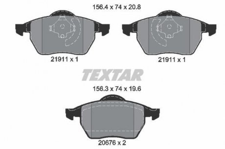 Комплект колодок гальмівних дискових гальм (4шт) TEXTAR 2191102 (фото 1)