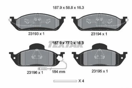 Колодки тормозные TEXTAR 2319303
